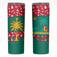 Grenada Christmas Skinny Tumbler with Palm Tree Bird and Tropical Holiday Pattern Design - Wonder Print Shop