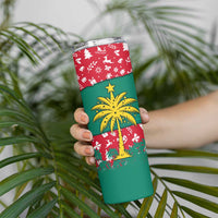 Grenada Christmas Skinny Tumbler with Palm Tree Bird and Tropical Holiday Pattern Design - Wonder Print Shop