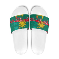 Grenada Christmas Slide Sandals with Palm Tree Bird and Tropical Holiday Pattern Design - Wonder Print Shop