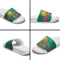 Grenada Christmas Slide Sandals with Palm Tree Bird and Tropical Holiday Pattern Design - Wonder Print Shop