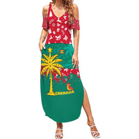 Grenada Christmas Summer Maxi Dress with Palm Tree Bird and Tropical Holiday Pattern Design - Wonder Print Shop