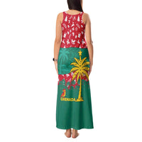 Grenada Christmas Tank Maxi Dress with Palm Tree Bird and Tropical Holiday Pattern Design - Wonder Print Shop