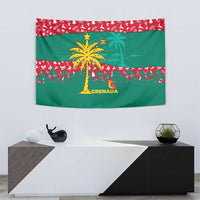 Grenada Christmas Tapestry with Palm Tree Bird and Tropical Holiday Pattern Design - Wonder Print Shop