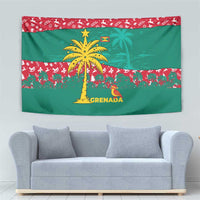 Grenada Christmas Tapestry with Palm Tree Bird and Tropical Holiday Pattern Design - Wonder Print Shop