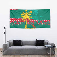 Grenada Christmas Tapestry with Palm Tree Bird and Tropical Holiday Pattern Design - Wonder Print Shop