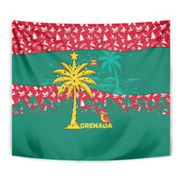 Grenada Christmas Tapestry with Palm Tree Bird and Tropical Holiday Pattern Design - Wonder Print Shop