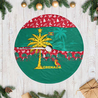 Grenada Christmas Tree Skirt with Palm Tree Bird and Tropical Holiday Pattern Design - Wonder Print Shop
