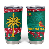 Grenada Christmas Tumbler Cup with Palm Tree Bird and Tropical Holiday Pattern Design - Wonder Print Shop