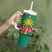 Grenada Christmas Tumbler With Handle with Palm Tree Bird and Tropical Holiday Pattern Design - Wonder Print Shop