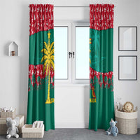 Grenada Christmas Window Curtain with Palm Tree Bird and Tropical Holiday Pattern Design - Wonder Print Shop