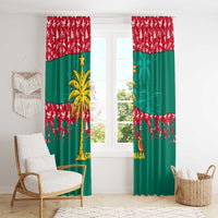 Grenada Christmas Window Curtain with Palm Tree Bird and Tropical Holiday Pattern Design - Wonder Print Shop