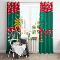Grenada Christmas Window Curtain with Palm Tree Bird and Tropical Holiday Pattern Design - Wonder Print Shop