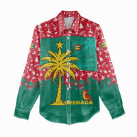 Grenada Christmas Women Casual Shirt with Palm Tree Bird and Tropical Holiday Pattern Design - Wonder Print Shop
