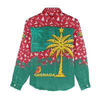 Grenada Christmas Women Casual Shirt with Palm Tree Bird and Tropical Holiday Pattern Design - Wonder Print Shop