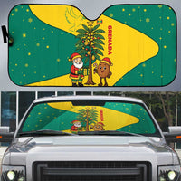 Grenada Christmas Auto Sun Shade with Santa Nutmeg Tree Peace Dove and Festive Gift Design - Wonder Print Shop