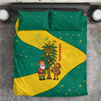 Grenada Christmas Bedding Set with Santa Nutmeg Tree Peace Dove and Festive Gift Design - Wonder Print Shop