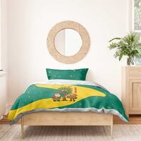 Grenada Christmas Bedding Set with Santa Nutmeg Tree Peace Dove and Festive Gift Design - Wonder Print Shop