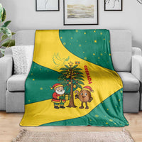 Grenada Christmas Blanket with Santa Nutmeg Tree Peace Dove and Festive Gift Design - Wonder Print Shop