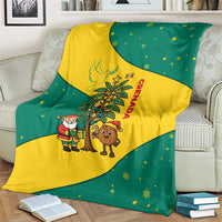 Grenada Christmas Blanket with Santa Nutmeg Tree Peace Dove and Festive Gift Design - Wonder Print Shop