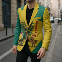 Grenada Christmas Blazer with Santa Nutmeg Tree Peace Dove and Festive Gift Design - Wonder Print Shop