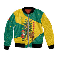 Grenada Christmas Bomber Jacket with Santa Nutmeg Tree Peace Dove and Festive Gift Design - Wonder Print Shop