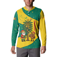 Grenada Christmas Button Sweatshirt with Santa Nutmeg Tree Peace Dove and Festive Gift Design - Wonder Print Shop