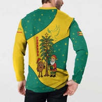 Grenada Christmas Button Sweatshirt with Santa Nutmeg Tree Peace Dove and Festive Gift Design - Wonder Print Shop