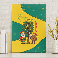 Grenada Christmas Canvas Wall Art with Santa Nutmeg Tree Peace Dove and Festive Gift Design - Wonder Print Shop
