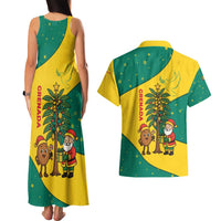 Grenada Christmas Couples Matching Tank Maxi Dress and Hawaiian Shirt with Santa Nutmeg Tree Peace Dove and Festive Gift Design - Wonder Print Shop
