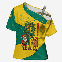 Grenada Christmas Cross Shoulder Shirt with Santa Nutmeg Tree Peace Dove and Festive Gift Design - Wonder Print Shop