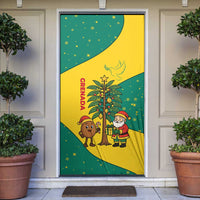 Grenada Christmas Door Cover with Santa Nutmeg Tree Peace Dove and Festive Gift Design - Wonder Print Shop