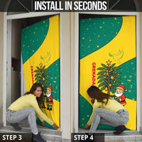 Grenada Christmas Door Cover with Santa Nutmeg Tree Peace Dove and Festive Gift Design - Wonder Print Shop