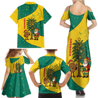 Grenada Christmas Family Matching Summer Maxi Dress and Hawaiian Shirt with Santa Nutmeg Tree Peace Dove and Festive Gift Design - Wonder Print Shop