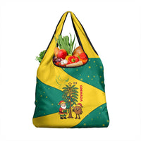 Grenada Christmas Grocery Bag with Santa Nutmeg Tree Peace Dove and Festive Gift Design - Wonder Print Shop