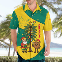 Grenada Christmas Hawaiian Shirt with Santa Nutmeg Tree Peace Dove and Festive Gift Design - Wonder Print Shop