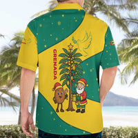 Grenada Christmas Hawaiian Shirt with Santa Nutmeg Tree Peace Dove and Festive Gift Design - Wonder Print Shop