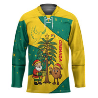 Grenada Christmas Hockey Jersey with Santa Nutmeg Tree Peace Dove and Festive Gift Design - Wonder Print Shop