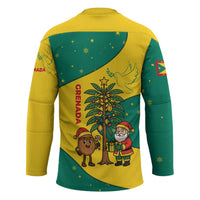 Grenada Christmas Hockey Jersey with Santa Nutmeg Tree Peace Dove and Festive Gift Design - Wonder Print Shop