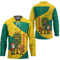 Grenada Christmas Hockey Jersey with Santa Nutmeg Tree Peace Dove and Festive Gift Design - Wonder Print Shop