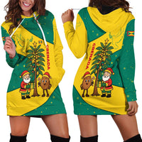 Grenada Christmas Hoodie Dress with Santa Nutmeg Tree Peace Dove and Festive Gift Design - Wonder Print Shop