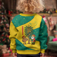 Grenada Christmas Kid Ugly Christmas Sweater with Santa Nutmeg Tree Peace Dove and Festive Gift Design - Wonder Print Shop