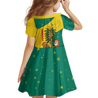 Grenada Christmas Kid Short Sleeve Dress with Santa Nutmeg Tree Peace Dove and Festive Gift Design - Wonder Print Shop