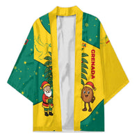 Grenada Christmas Kimono with Santa Nutmeg Tree Peace Dove and Festive Gift Design - Wonder Print Shop