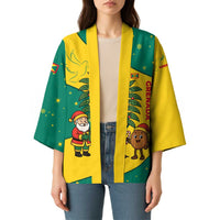 Grenada Christmas Kimono with Santa Nutmeg Tree Peace Dove and Festive Gift Design - Wonder Print Shop