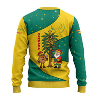 Grenada Christmas Ugly Christmas Sweater with Santa Nutmeg Tree Peace Dove and Festive Gift Design - Wonder Print Shop