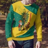 Grenada Christmas Ugly Christmas Sweater with Santa Nutmeg Tree Peace Dove and Festive Gift Design - Wonder Print Shop