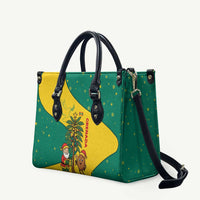 Grenada Christmas Leather Bag with Santa Nutmeg Tree Peace Dove and Festive Gift Design - Wonder Print Shop
