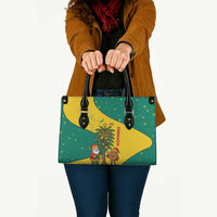 Grenada Christmas Leather Bag with Santa Nutmeg Tree Peace Dove and Festive Gift Design - Wonder Print Shop