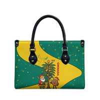 Grenada Christmas Leather Bag with Santa Nutmeg Tree Peace Dove and Festive Gift Design - Wonder Print Shop