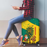 Grenada Christmas Luggage Cover with Santa Nutmeg Tree Peace Dove and Festive Gift Design - Wonder Print Shop